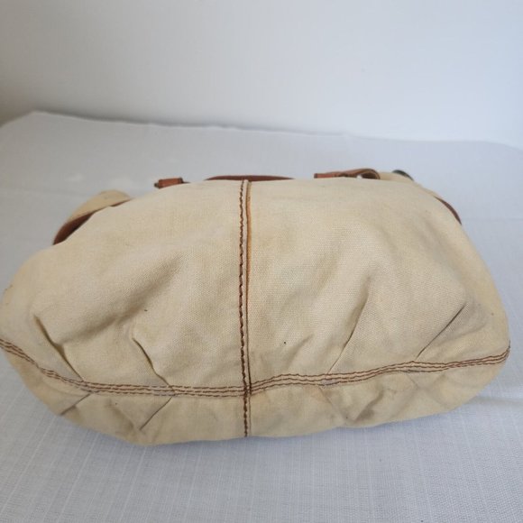 LUCKY BRAND Canvas and Italian Leather Shoulder Bag Tote 15" x 12" - Picture 5 of 9